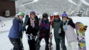 Five students at Whiteface Mountain